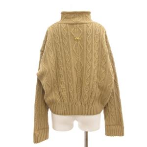 ESCADA セーター 絹 シルク 38 ベージュ ケーブル編み ハイネック 長袖 /SX GY59