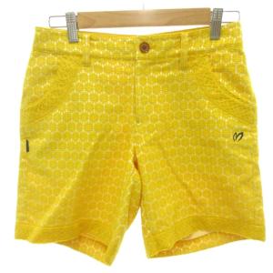 美品 ショートパンツ ゴルフ ウエア 2 黄色 イエロー 幾何学模様 159-232903 /HW GY59