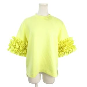 カットソー F 黄 イエロー 半袖 フリル袖 クルーネック /AO22 GY58