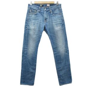 WOODBLOCK エイジド デニムパンツ ジーンズ スリムパンツ ロング丈 31 ブルー ウォッシュ加工