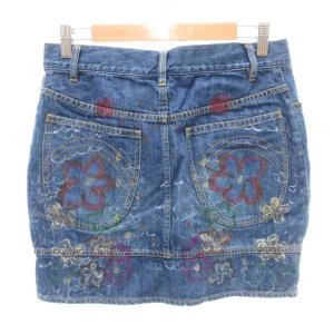TSUMORI CHISATO 美品 タイトスカート 2 紺 ネイビー デニム ペイント ミニ丈 /SJ GY58