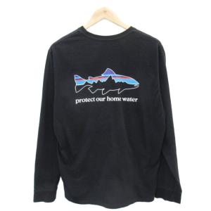 Tシャツ カットソー M 黒 ブラック 長袖 バックプリント /SY42 GY58