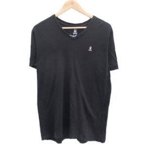 Tシャツ カットソー 半袖 Vネック 5 XL 黒 ロゴ刺繍 /SY21 GY58