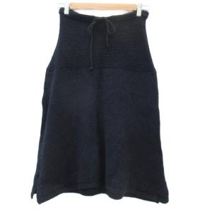 ニットスカート ミモレ丈 ウール 3 紺 ネイビー /SM27 GY58