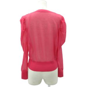 CELFORD カーディガン ミドル丈 F ピンク クルーネック シアー素材 /SY27 GY58