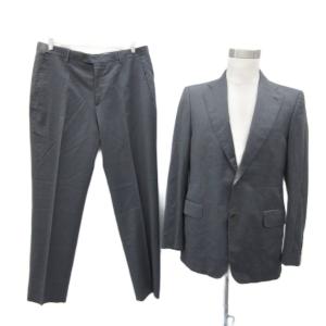 スーツ 上下 テーラードジャケット シングルボタン 総裏地 スラックスパンツ ロング丈 グレー /SM15