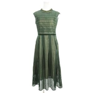 ワンピース ドレス 9 緑 グリーン ノースリーブ ハイネック レース模様 /MN29 GY58
