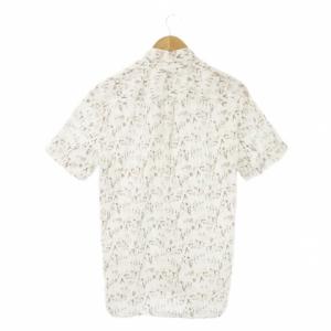 FRED PERRY 半袖シャツ M 白 ホワイト 半袖 総柄 ボタンダウン /AO14 GY58
