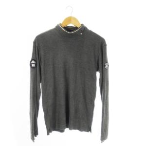 長袖Tシャツ M グレー ワッペン モックネック 長袖 /CK15 GY58