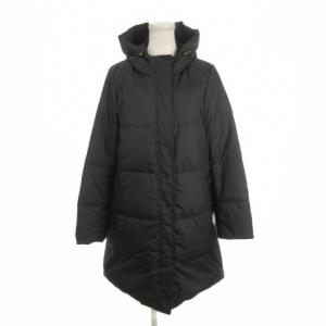 ダウンコート L 黒 ブラック 無地 フード付き 長袖 裾ドロスト /AH21 GY58