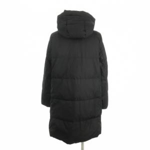 NATURAL BEAUTY BASIC ダウンコート L 黒 ブラック 無地 フード付き 長袖 裾ドロスト /AH21 GY58