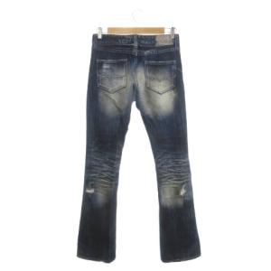 FUGA ジーンズ 44 青 ブルー ラメ ウォッシュ加工 ダメージ加工 ブーツカット フレア /AH28 GY58