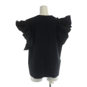 UNITED ARROWS カットソー ノースリーブ フリル 黒 ブラック GY58 /MQ