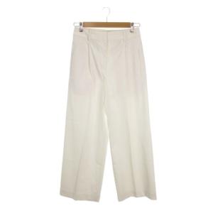 パンツ ワイド スラックス ストレート ストレッチ リネン混 麻 L 白 ホワイト /AH9 GY58