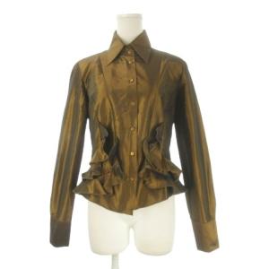 シャツ ブラウス 2 ブロンズ 長袖 レギュラーカラー フリル装飾 /CK34 GY58