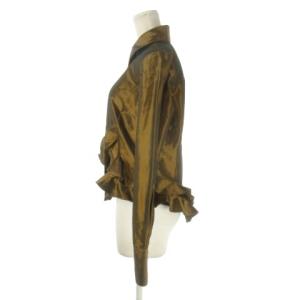 NARA CAMICIE シャツ ブラウス 2 ブロンズ 長袖 レギュラーカラー フリル装飾 /CK34 GY58