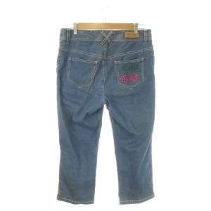 SONIA SONIA RYKIEL デニム ジーンズ 46 青 ブルー インディゴ クロップド丈 ピンクステッチ パッチポケット /CK41