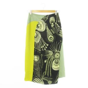 タイトスカート 孔雀  アシンメトリー 34 カーキ