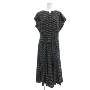 美品 ワンピース 2 幾何学模様 Vネック フレンチスリーブ ロング丈 /KB GY59