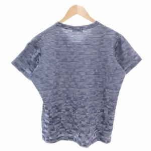 EPOCA UOMO 美品 Tシャツ 48 青 ブルー Vネック 半袖 ストライプ柄 /SJ GY58