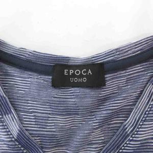 EPOCA UOMO 美品 Tシャツ 48 青 ブルー Vネック 半袖 ストライプ柄 /SJ GY58
