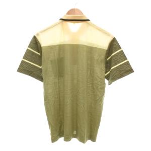 YVES SAINT LAURENT 美品 ポロシャツ 5 黄 イエロー 緑 グリーン 半袖 切り替えデザイン ボーダー柄 /NL GY60