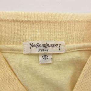 YVES SAINT LAURENT 美品 ポロシャツ 5 黄 イエロー 緑 グリーン 半袖 切り替えデザイン ボーダー柄 /NL GY60