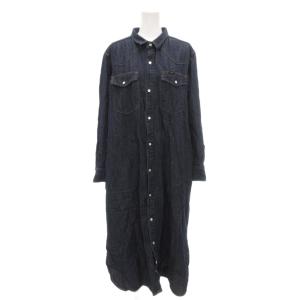 × human woman 美品 デニムシャツワンピース M インディゴブルー 長袖 マキシ丈 /YJ