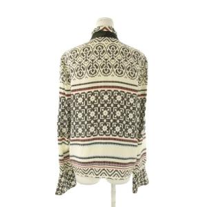 VALENTINO GARAVANI BOUTIQUE シャツ ブラウス 絹 シルク 8 生成り エクリュ ジオメトリック柄 ボウタイ 長袖