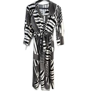 リボン付きワンピース ロング丈 38 白 ホワイト 黒 ブラック GY58