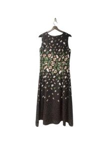 ノースリーブワンピース 花柄 ロング丈 40 黒 ブラック GY58