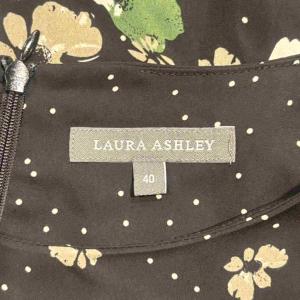 LAURA ASHLEY ノースリーブワンピース 花柄 ロング丈 40 黒 ブラック GY58