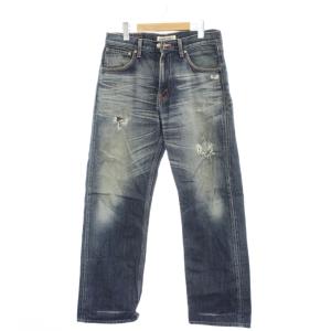 クラシックリーバイス デニムパンツ 30 ブルー ピンクステッチ ダメージ加工