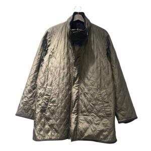 ハイネックキルティングコート ミドル丈 シルク M 緑 グリーン GY58