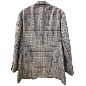 BEAMS F テーラードジャケット チェック ウール カシミヤ混 S グレー GY58