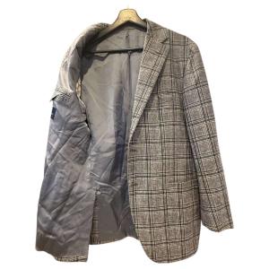 BEAMS F テーラードジャケット チェック ウール カシミヤ混 S グレー GY58