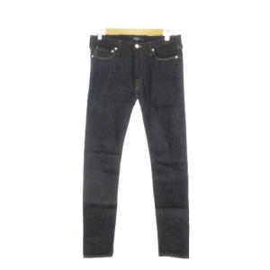デニム ジーンズ M 紺 ネイビー インディゴ 無地 ステッチデザイン /MN22 GY61