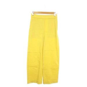 パンツ 麻 リネン XXO 黄 イエロー ストレッチ フルレングス ワイドレッグ /AO30 GY61
