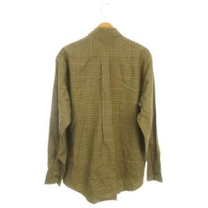 Brooks Brothers シャツ ウール混 M 茶 ブラウン チェック柄 ボタンダウンカラー 長袖 /AH34 GY61