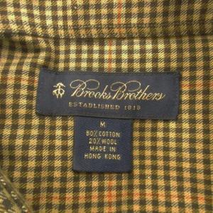 Brooks Brothers シャツ ウール混 M 茶 ブラウン チェック柄 ボタンダウンカラー 長袖 /AH34 GY61