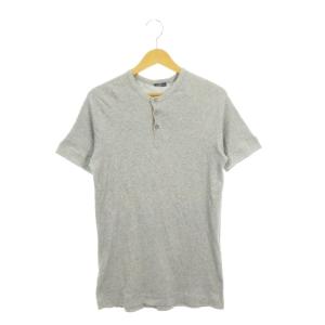 リブカットソー Tシャツ グレー ヘンリーネック
