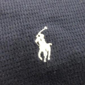 POLO RALPH LAUREN カットソー Tシャツ ワッフル生地 M 紺 ネイビー 無地 ヘンリーネック 長袖 ロゴ刺繍 /AH20