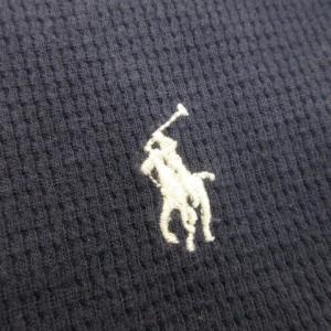 POLO RALPH LAUREN 長袖Tシャツ ワッフル生地 M 紺 ネイビー 長袖 ヘンリーネック ロゴ刺繍 /AH13 GY61