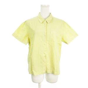 シャツ リネン混 麻 1 黄 イエロー 半袖 レギュラーカラー 胸ポケット /AH8 GY61