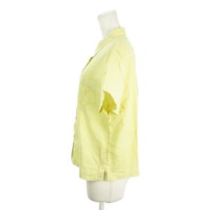 MHL. シャツ リネン混 麻 1 黄 イエロー 半袖 レギュラーカラー 胸ポケット /AH8 GY61