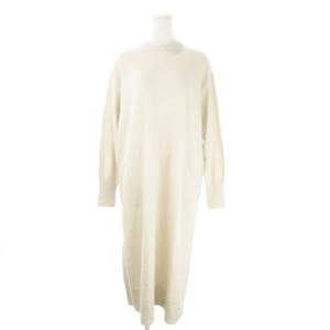 ニットワンピース ウール 38 ライトベージュ 長袖 ラウンドネック 無地 /AO22 GY61