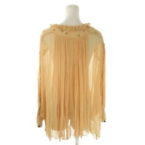 TSUMORI CHISATO ブラウス 絹 シルク 2 コーラルオレンジ 七分袖 ドルマン フリルネック ハート柄 /AO27 GY61