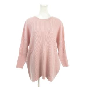 ニット ウール カシミヤ混 46 ピンク 長袖 リブ編み ラウンドネック /AH17 GY61