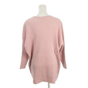 23区 ニット ウール カシミヤ混 46 ピンク 長袖 リブ編み ラウンドネック /AH17 GY61
