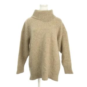 セーター ウール 46 茶 ブラウン ベージュ タートルネック 長袖 オーバーサイズ /AH22 GY61